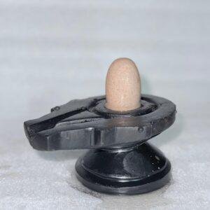 Narmadeshwar Shivling with Black Yoni Base (Natural Beige Stone)