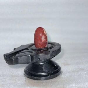 Narmadeshwar Shivling with Black Yoni Base (Red-White Natural Stone)