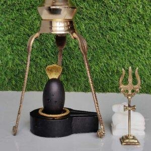 Sacred Abhishek Shiva Lingam Set with Brass Jaladhari & Trishul