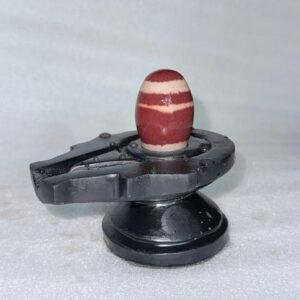 Natural Banded Red Stone Shiva Lingam with Pedestal Yoni Base