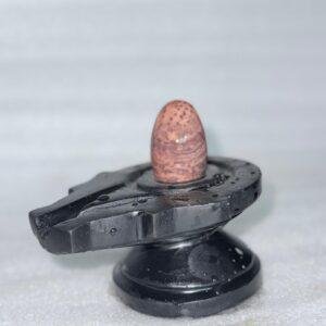 Namdev Natural Brown Pattern Stone Shivling with Black Yoni Base